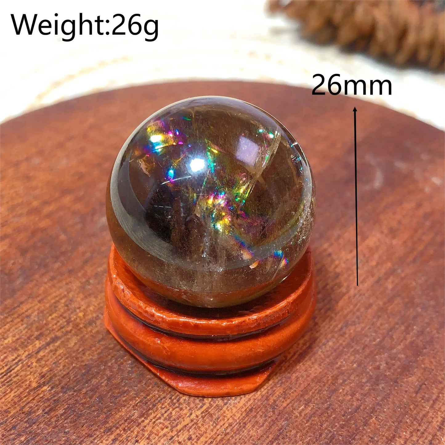 Natural Crystals Smokey Quartz Mini Rainbow Sphere Cute Size Carckle Ball Home Decorations Polished Mineral Energy Precious Gift