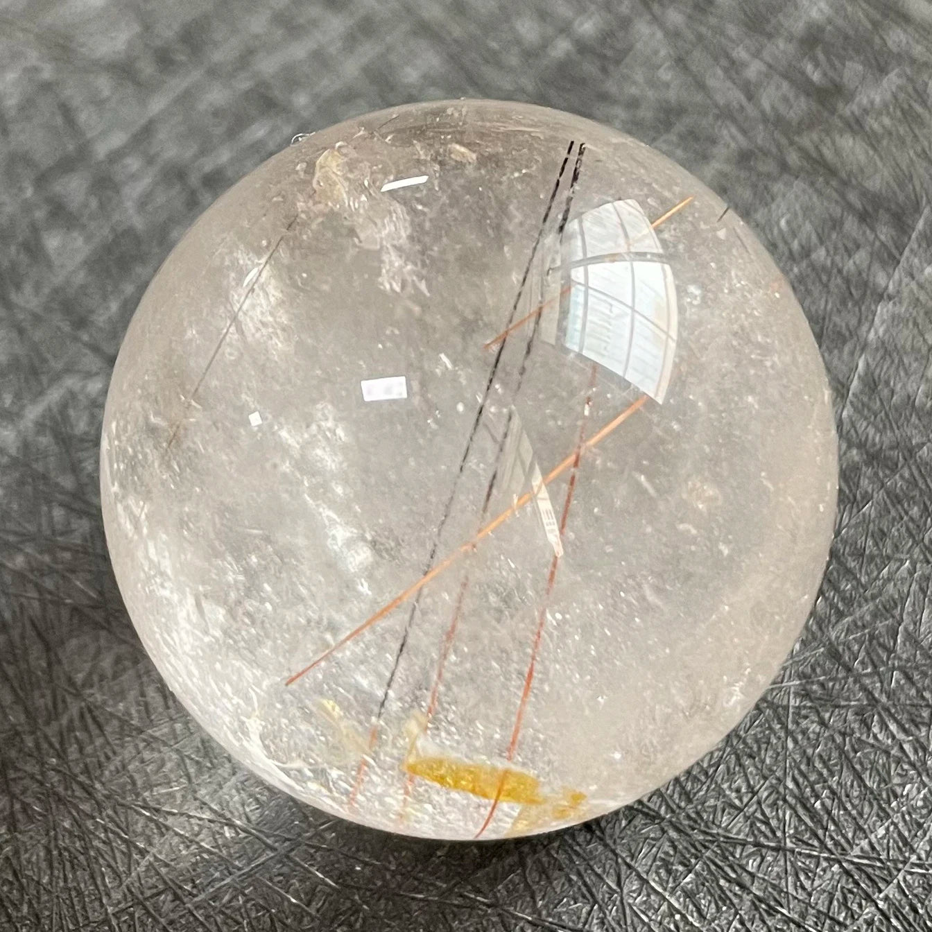 58g Natural Stone Quartz Rutilated Sphere Polished Crystal Ball Decoration Rock Gift Reiki Healing B281