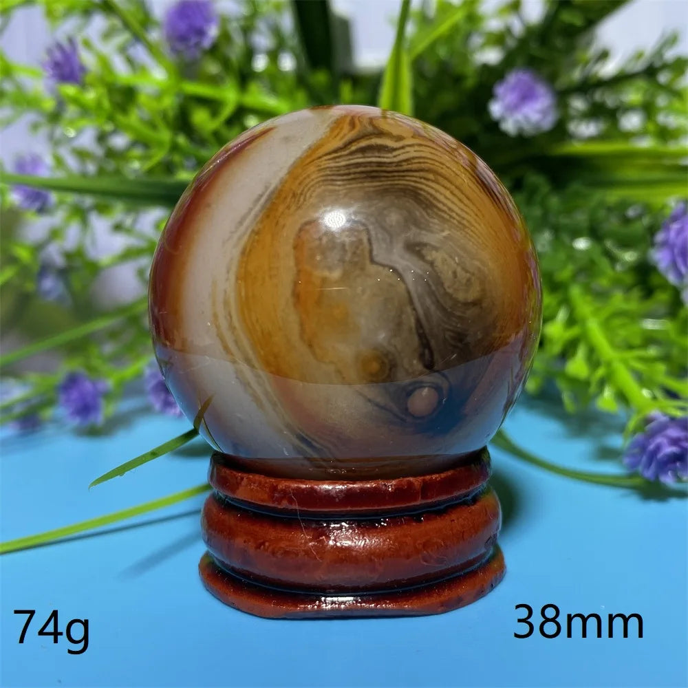 Natural Crystal Sardonyx Winding Agate  Ball Mineral Specimen Smooth  Quartz Sphere  Reiki Healing Gift Stone Home Decoration