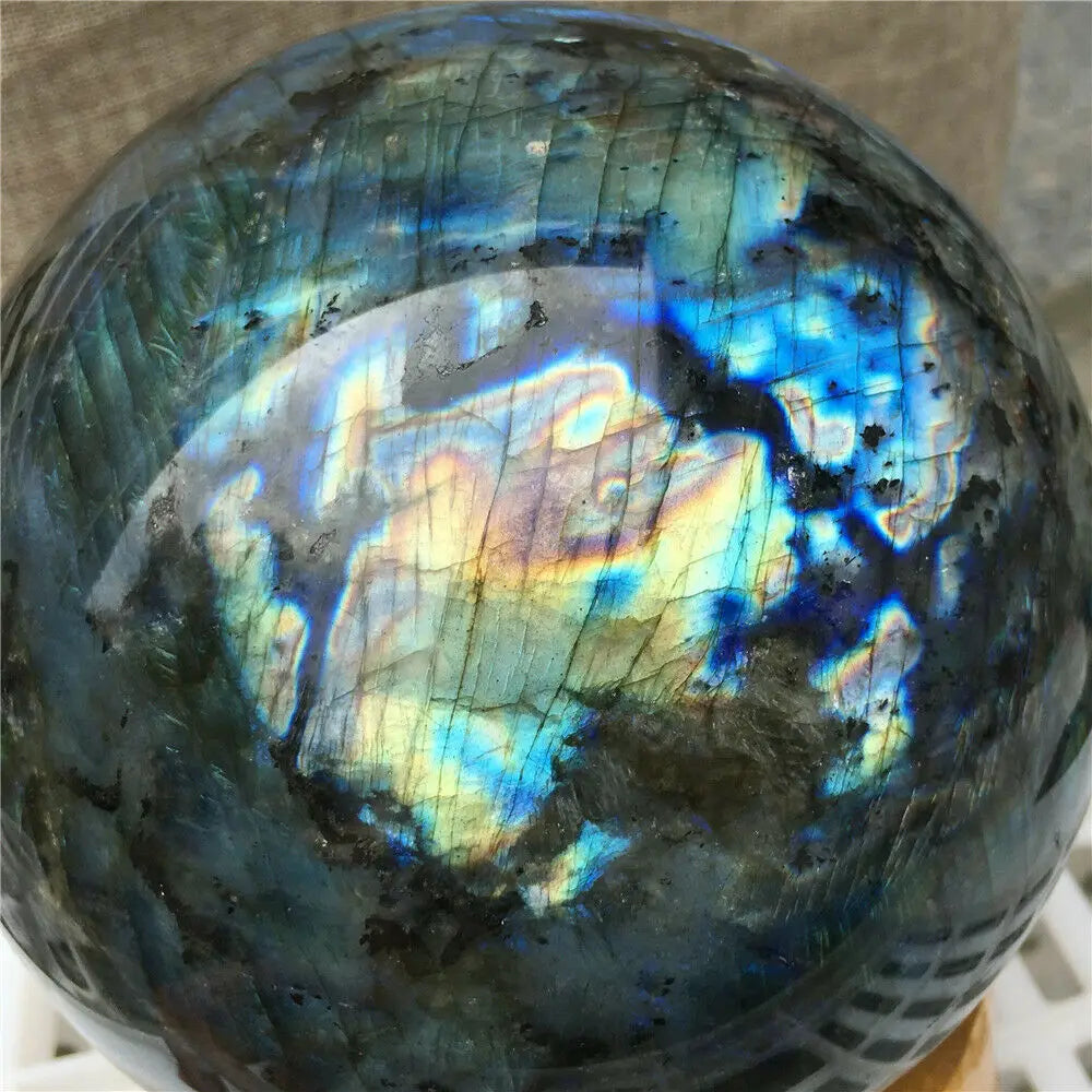 Natural labradorite sphere rock quartz crystal ball healing