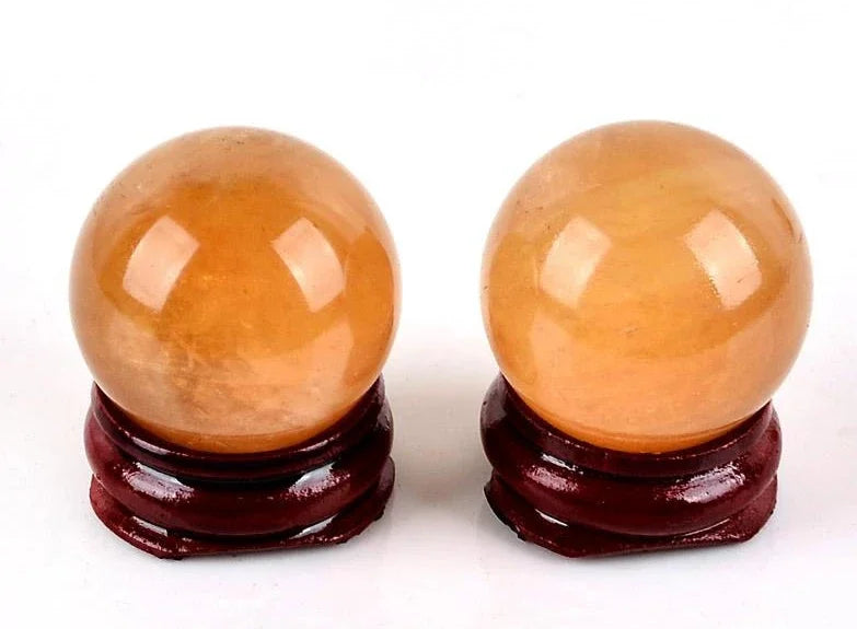 3cM natural orange Calcite Sphere Crystal quartz Ball Chakra Healing rock Reiki Stone Carving Crafts with stand(1 PC)