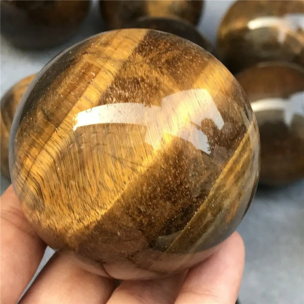 40-85mm Natural Tiger s Eye Quartz Crystal Sphere Ball Healing