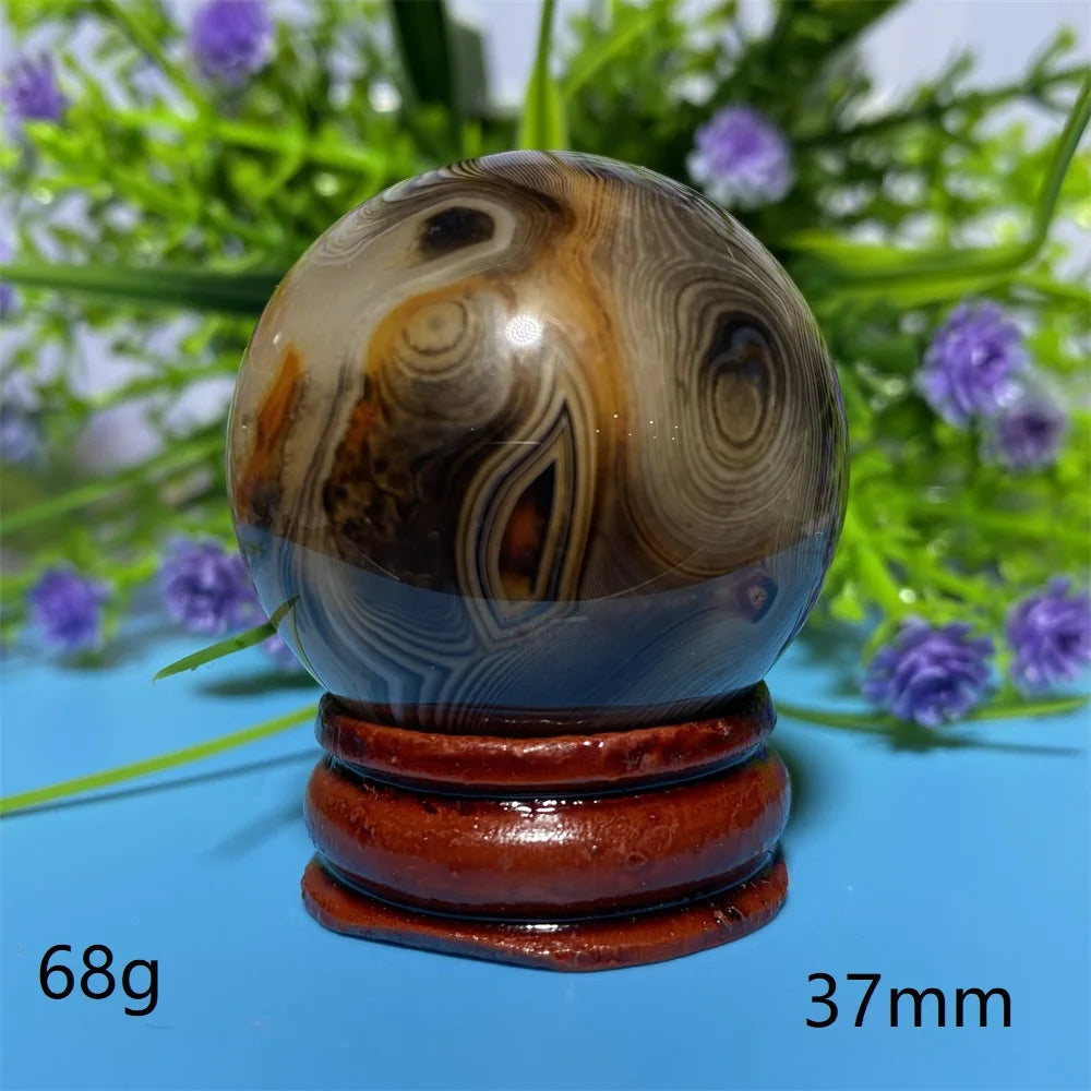 Natural Crystal Sardonyx Winding Agate  Ball Mineral Specimen Smooth  Quartz Sphere  Reiki Healing Gift Stone Home Decoration
