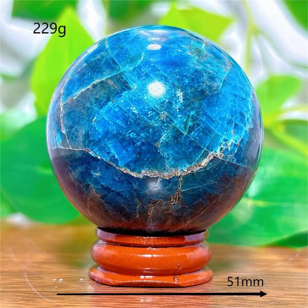 Apatite Sphere Crystal Natural Quartz Stone Home Decoration Minerals Reiki Craft Gifts Love Energy Healing Meditation +Stand