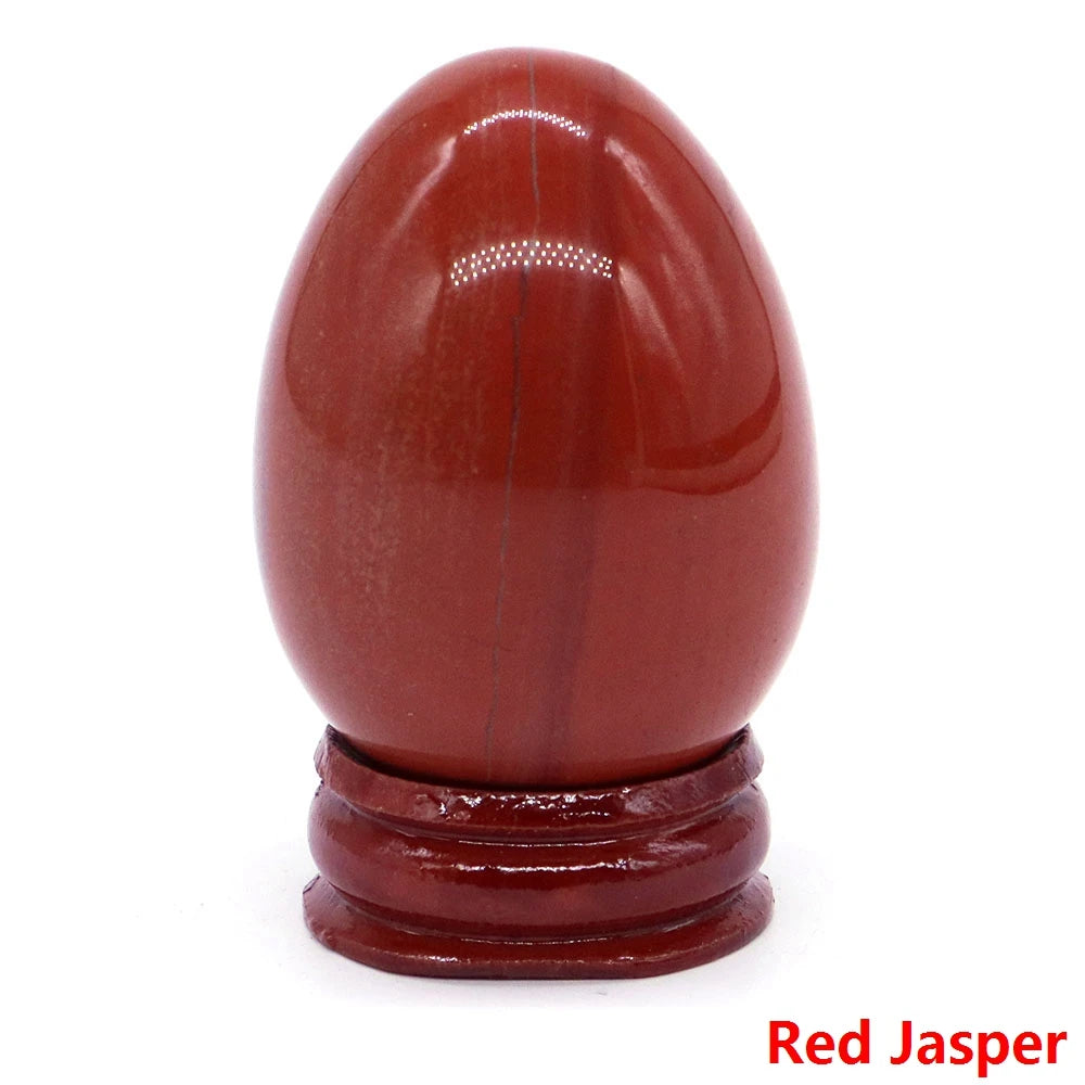 34x49MM Stone Egg Natural Amethyst Jade Crystal Reiki Healing Wicca Massage Eggs Energy Quartz Feng Shui Gemstone Crafts Decor