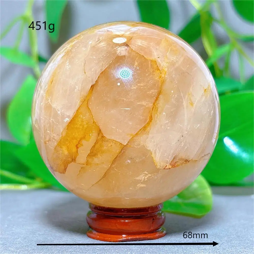 Golden Healer Sphere Crystal Natural Quartz Stone Home Decoration Minerals Love Beautiful Craft Gifts Energy Healing +Stand