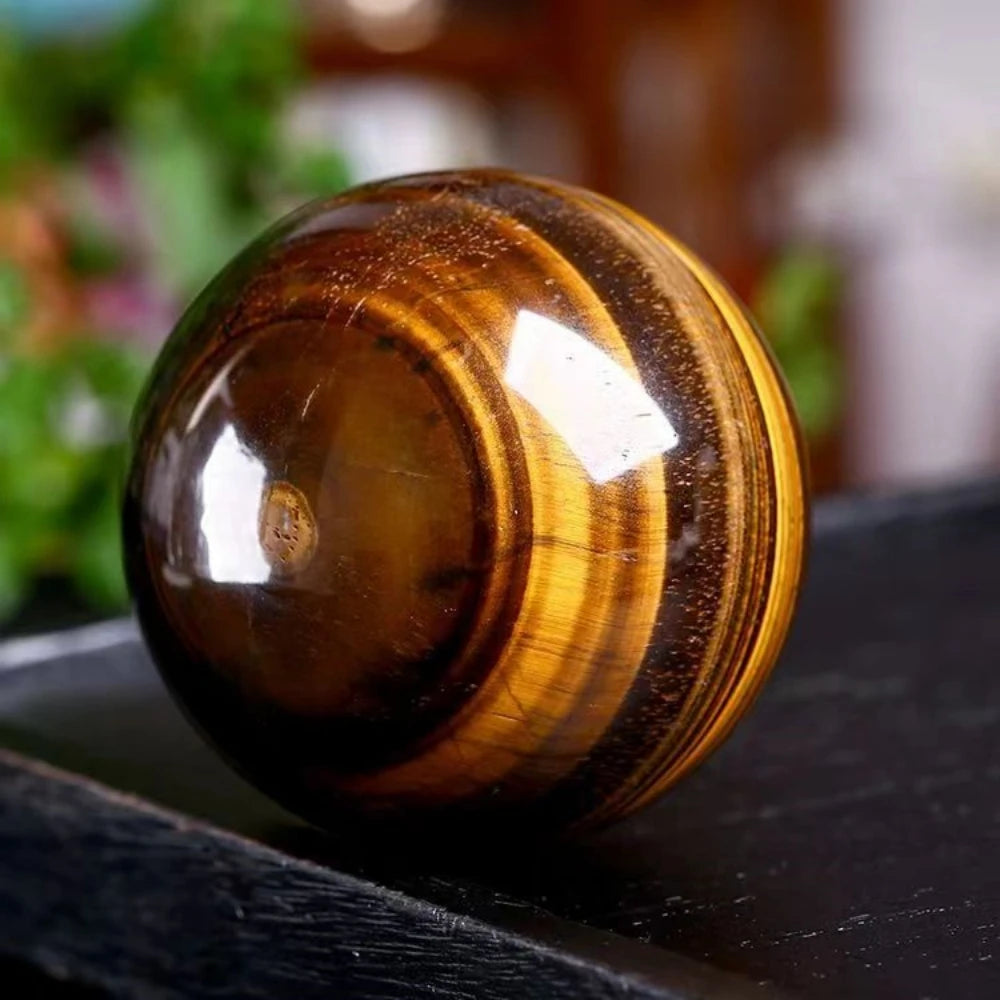 Natural Yellow Tiger Eye Symbiotic Gemstone Sphere Healing Stone Ball Crystal Home Decro
