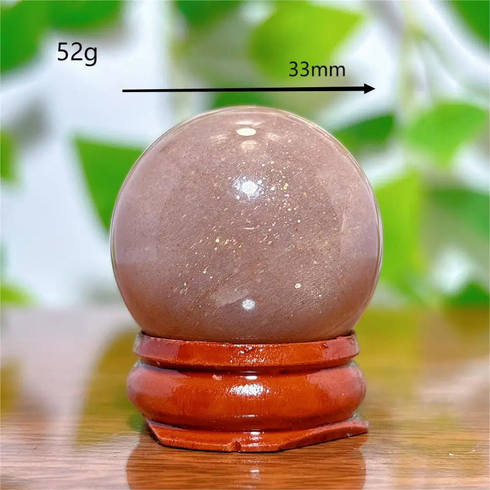 Moonstone With Gold Sun Sphere Crystal Natural Stone Quartz Home Decoration Minerals Reiki Craft Gifts Energy Healing Spiritual