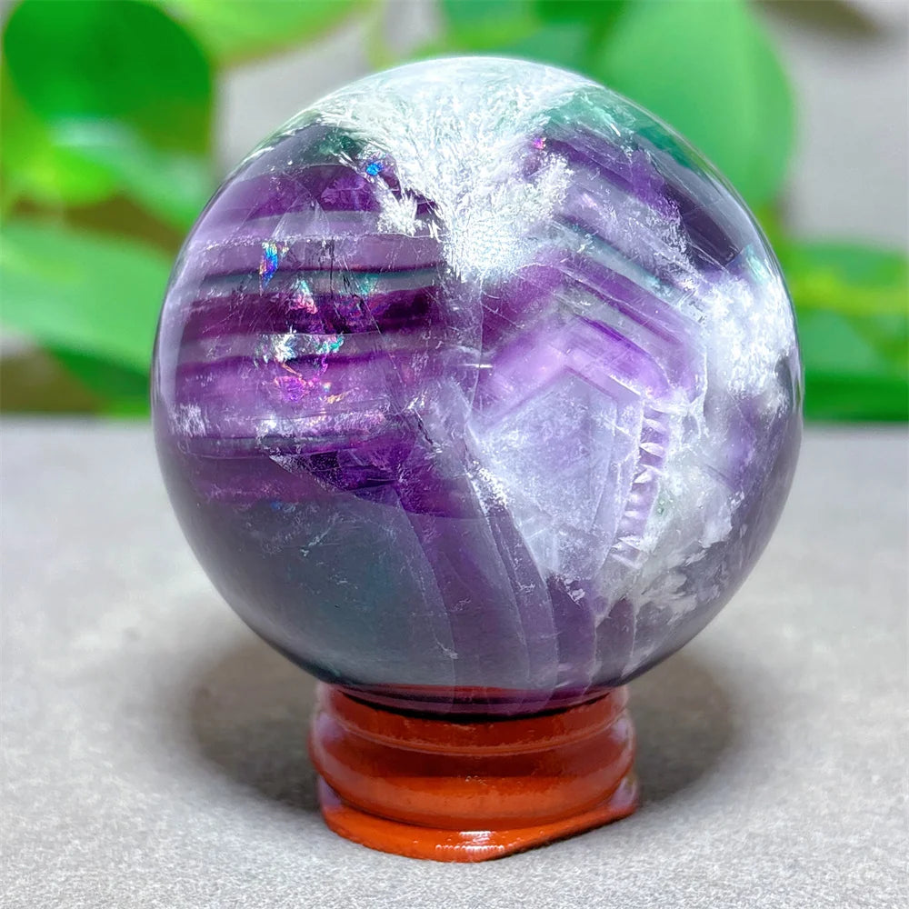 Feather Fluorite Sphere Crystal Natural Stone Quartz Stone Minerals Home Decoration Reiki Craft Gifts Energy Healing Love Luck