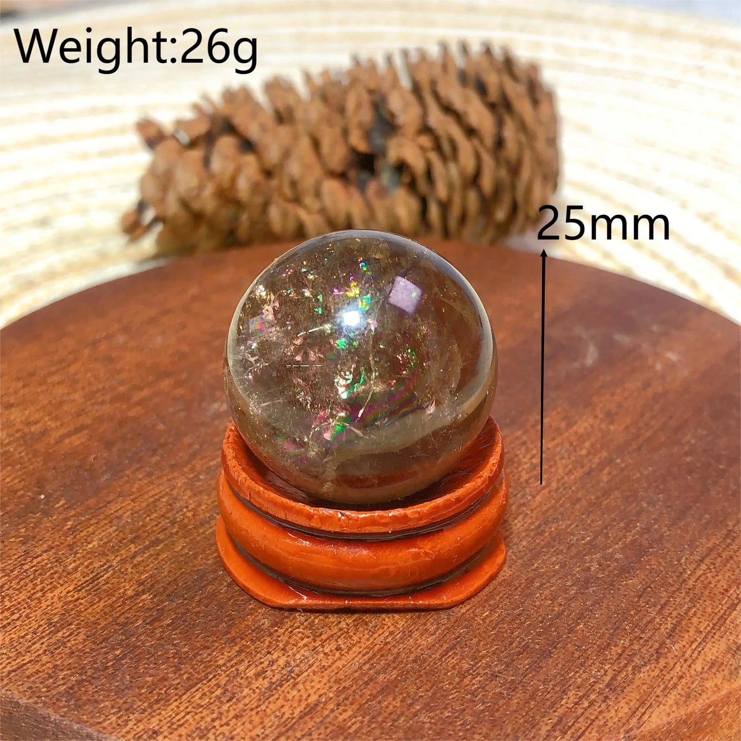 Natural Crystals Smokey Quartz Mini Rainbow Sphere Cute Size Carckle Ball Home Decorations Polished Mineral Energy Precious Gift