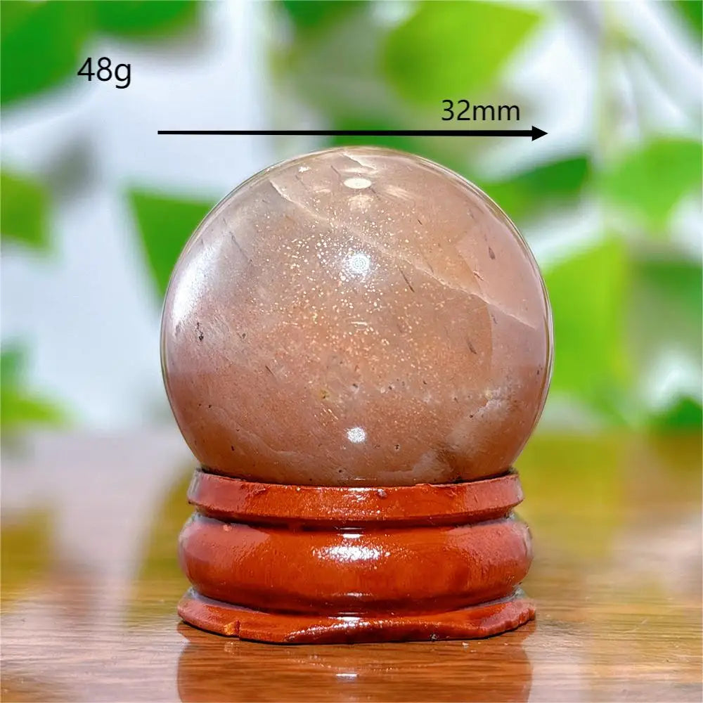 Moonstone With Gold Sun Sphere Crystal Natural Stone Quartz Home Decoration Minerals Reiki Craft Gifts Energy Healing Spiritual