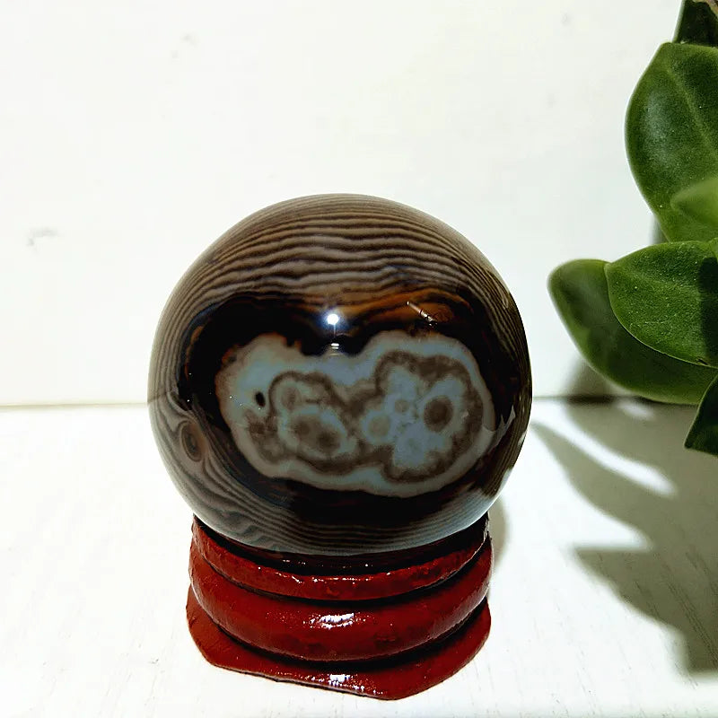 Natural Stone Lace Stone Sardonyx Agate Sphere Meditation Spirit Crystal Exorcism Feng Shui Home Room Decoration