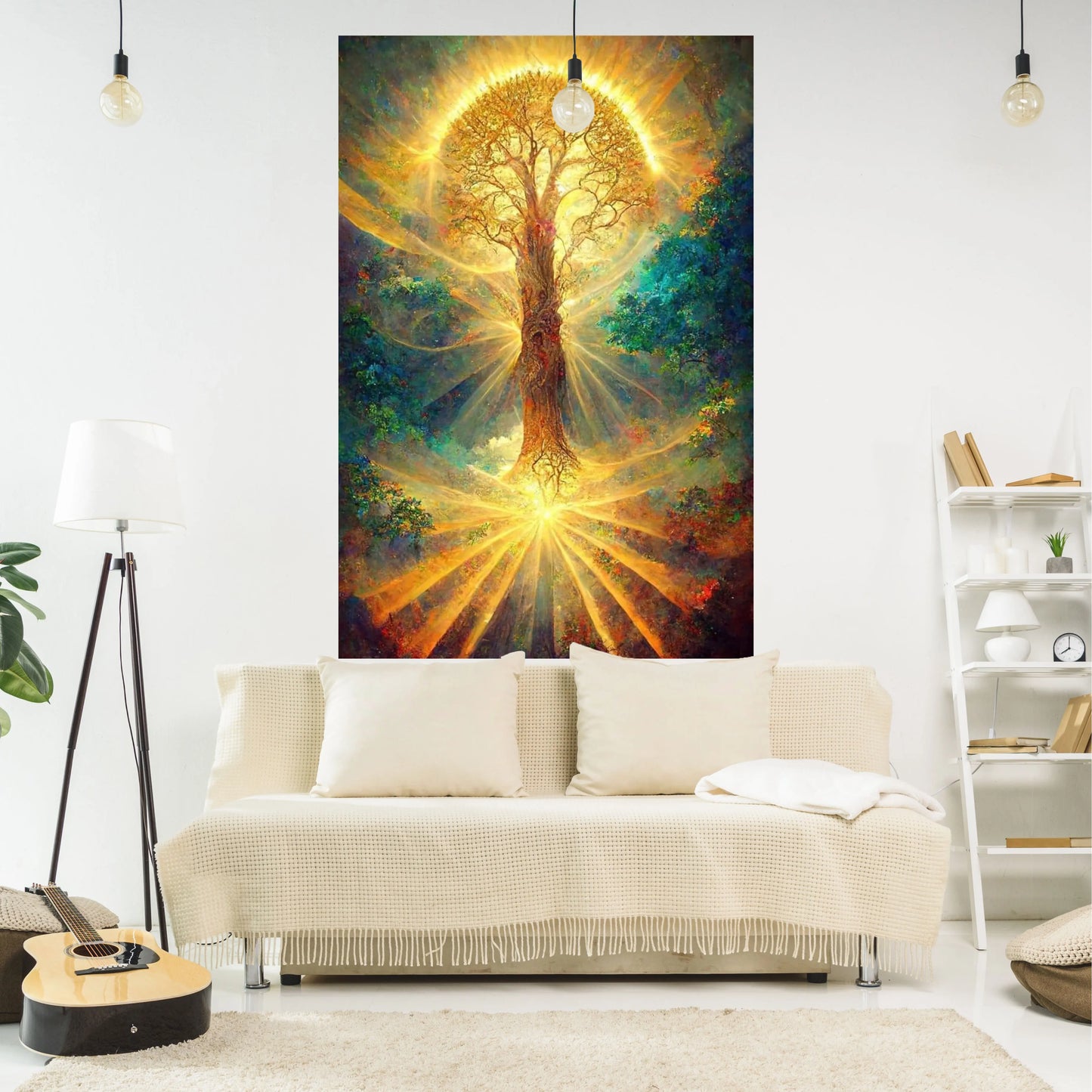 Fortune Tree Tapestry Seven Chakra Trees Of Life Printed Wall Hanging Carpets Bohemian Style Decoration Art Aesthetic Home Decor
