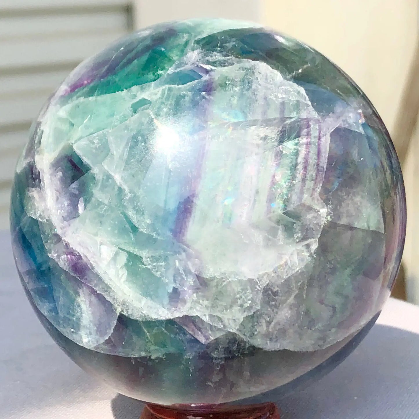 Natural Fluorite Ball Quartz Crystal Mineral Healing Sphere Reiki