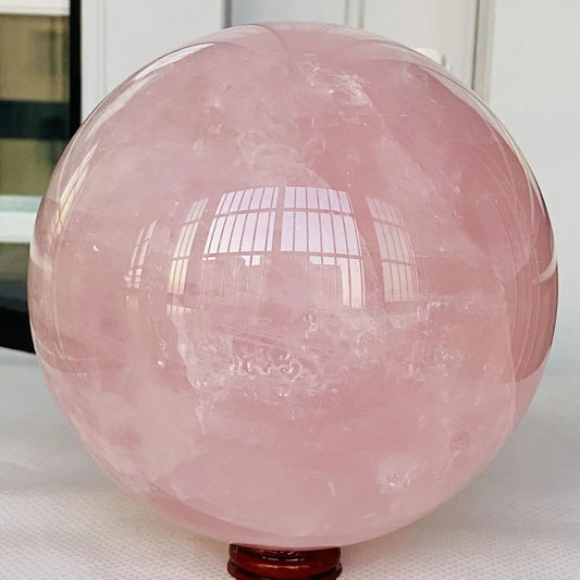 Natural Pink Rose Quartz Sphere Crystal Ball Reiki Healing