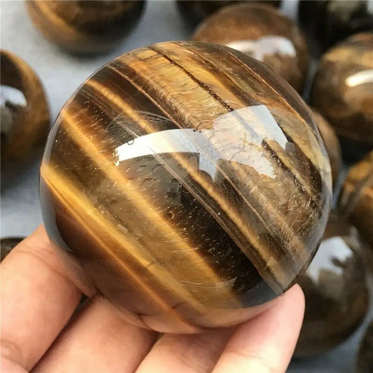 40-85mm Natural Tiger s Eye Quartz Crystal Sphere Ball Healing