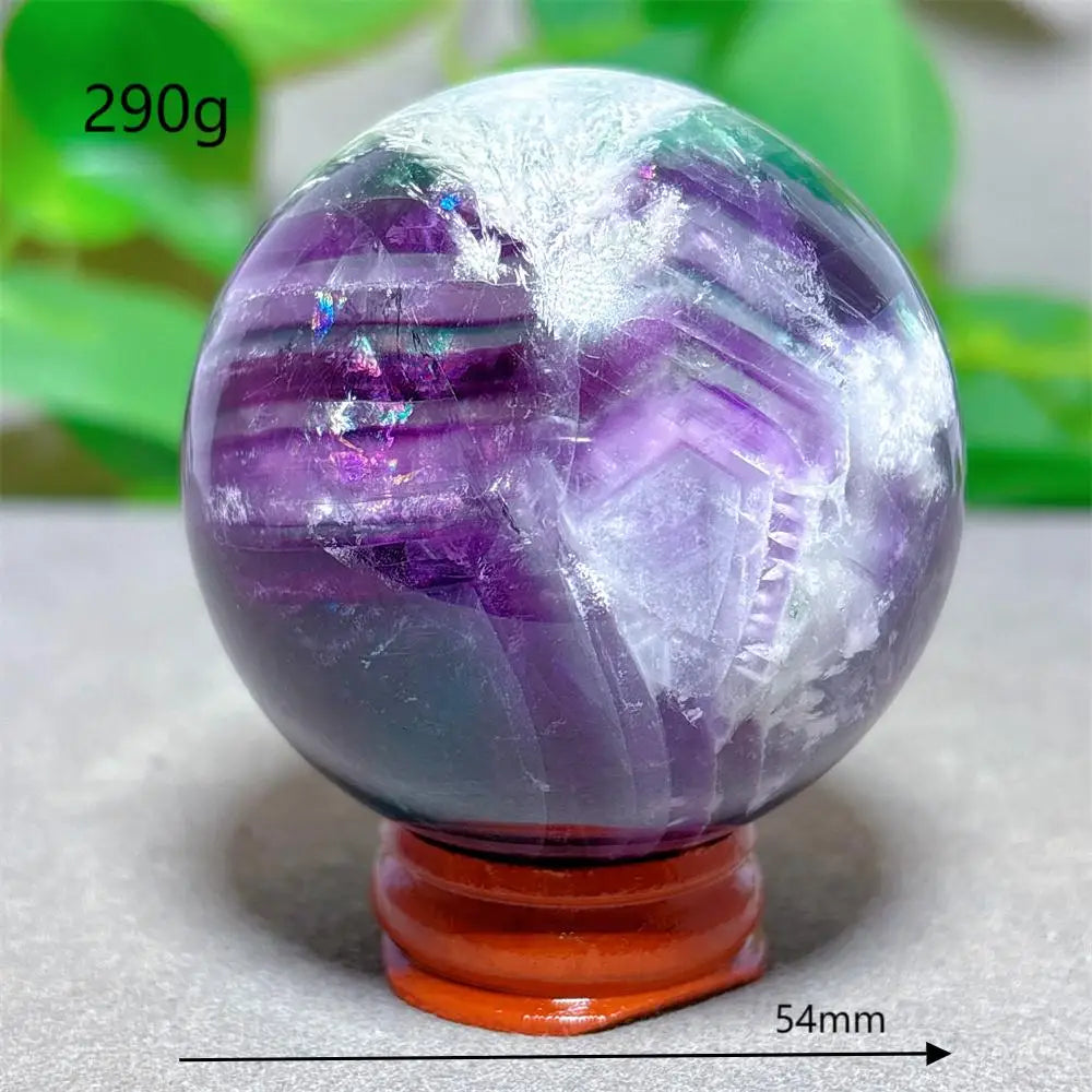 Feather Fluorite Sphere Crystal Natural Stone Quartz Stone Minerals Home Decoration Reiki Craft Gifts Energy Healing Love Luck