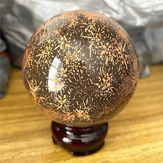 Rare Natural Astrophyllite Quartz Orange Fireworks Crystal Stone Spheres Ornament For Healing Decorations Ball Gemstones Selling