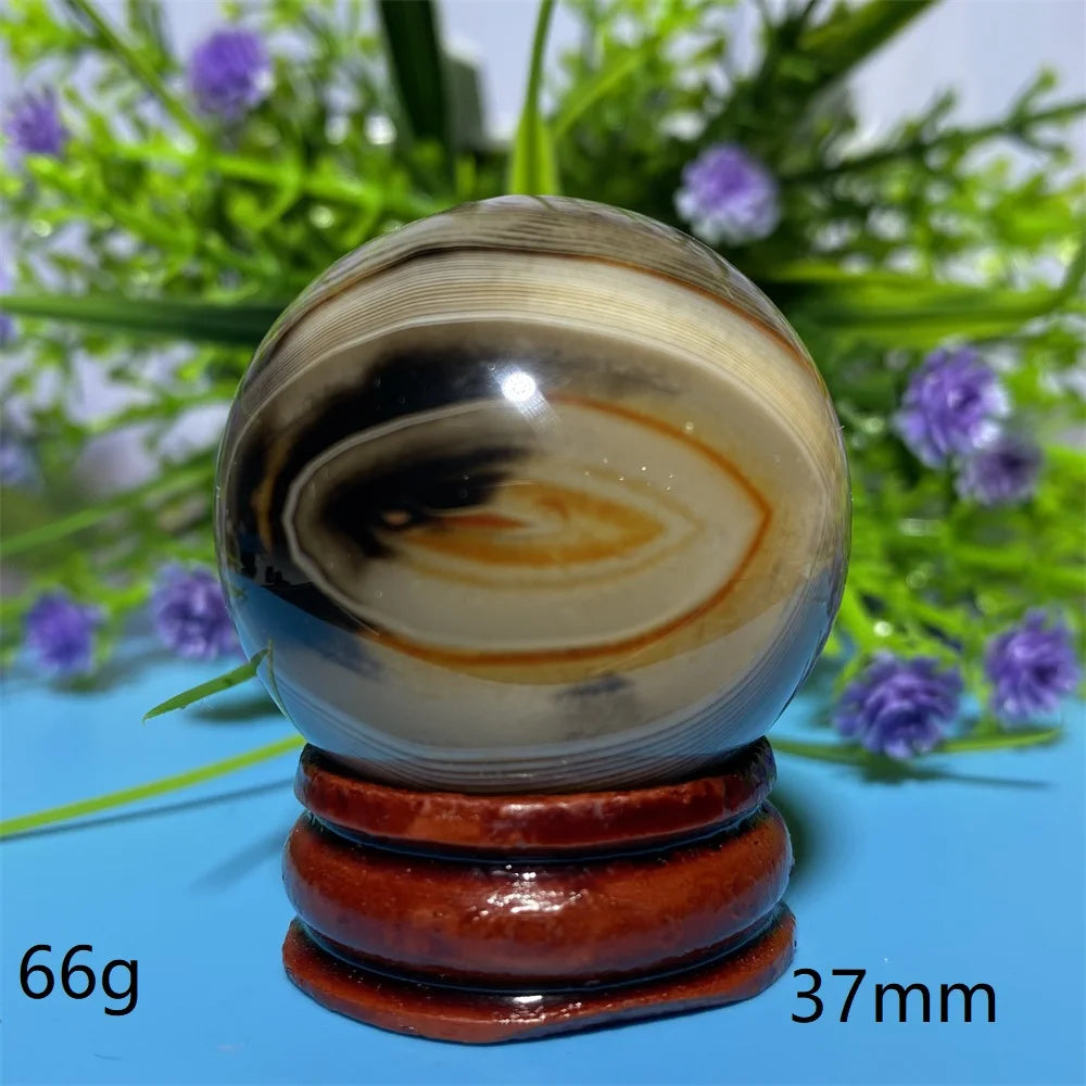 Natural Crystal Sardonyx Winding Agate  Ball Mineral Specimen Smooth  Quartz Sphere  Reiki Healing Gift Stone Home Decoration