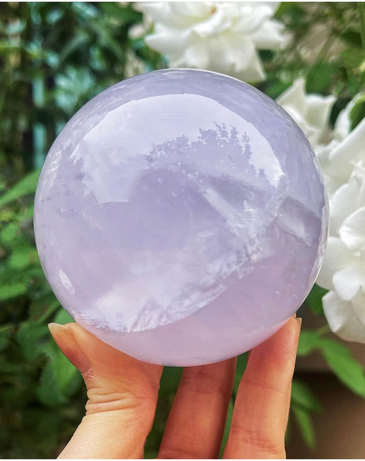 Perwinkle Crystal Spheres with Rainbow and Star Flash, Purple Rose, Quartz Ball, Lavender, Fluorite, Home Decor, High Quality
