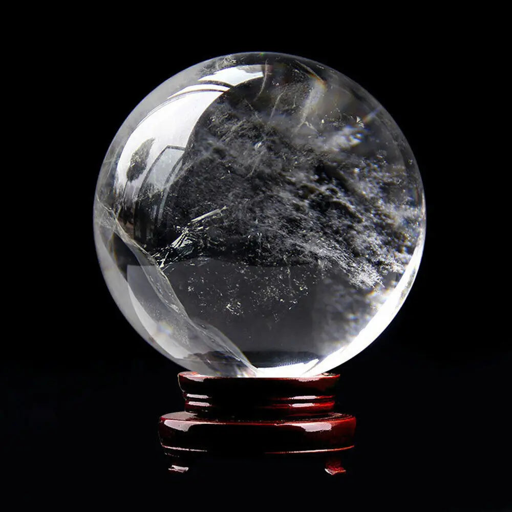 Natural White Clear Quartz Crystal Sphere Ball Healing Stone Reiki Decorations