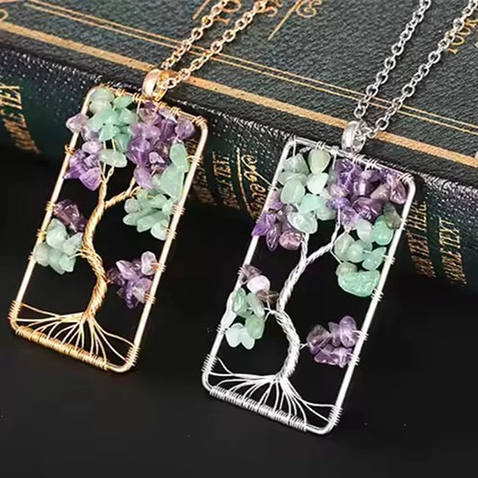 Custom Wholesale Chakra Creative Necklace Gemstone Charm Round Shape Lifetree Pendant Family tree of life in Jaipur Necklace