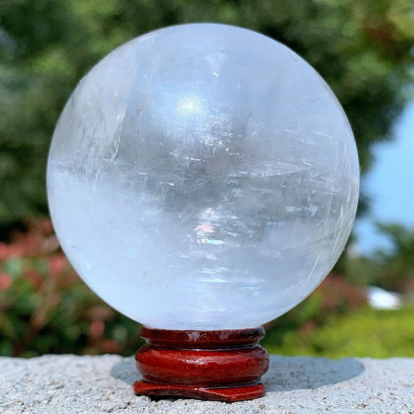 Natural White Calcite Quartz Sphere Crystal Ball Specimen Healing