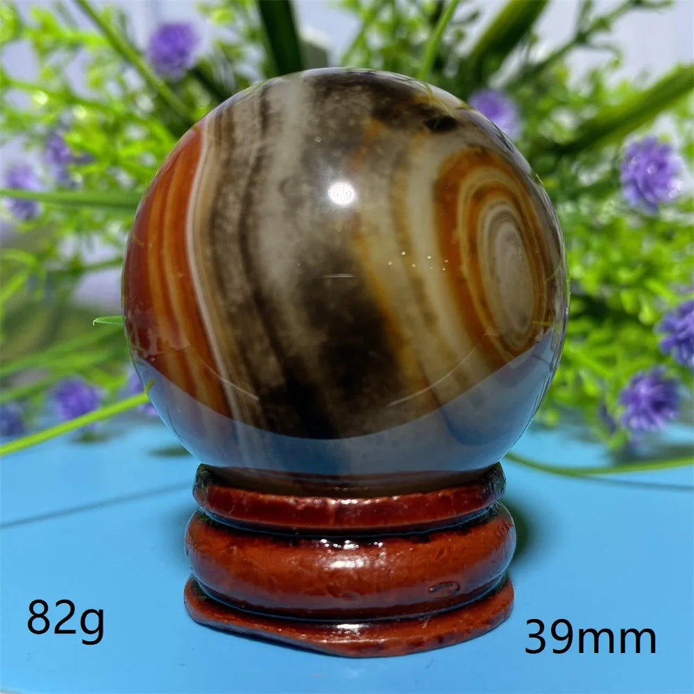 Natural Crystal Sardonyx Winding Agate  Ball Mineral Specimen Smooth  Quartz Sphere  Reiki Healing Gift Stone Home Decoration