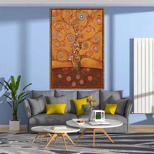Fortune Tree Tapestry Seven Chakra Trees Of Life Printed Wall Hanging Carpets Bohemian Style Decoration Art Aesthetic Home Decor