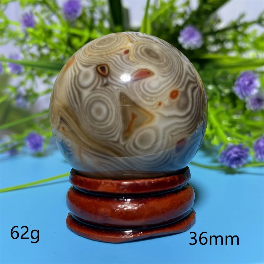 Natural Crystal Sardonyx Winding Agate  Ball Mineral Specimen Smooth  Quartz Sphere  Reiki Healing Gift Stone Home Decoration