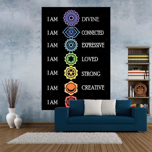 7 Chakra Printed Room Decor Wall Hanging Bedroom Background