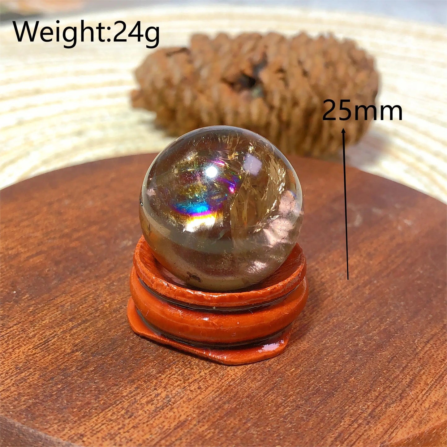 Natural Crystals Smokey Quartz Mini Rainbow Sphere Cute Size Carckle Ball Home Decorations Polished Mineral Energy Precious Gift