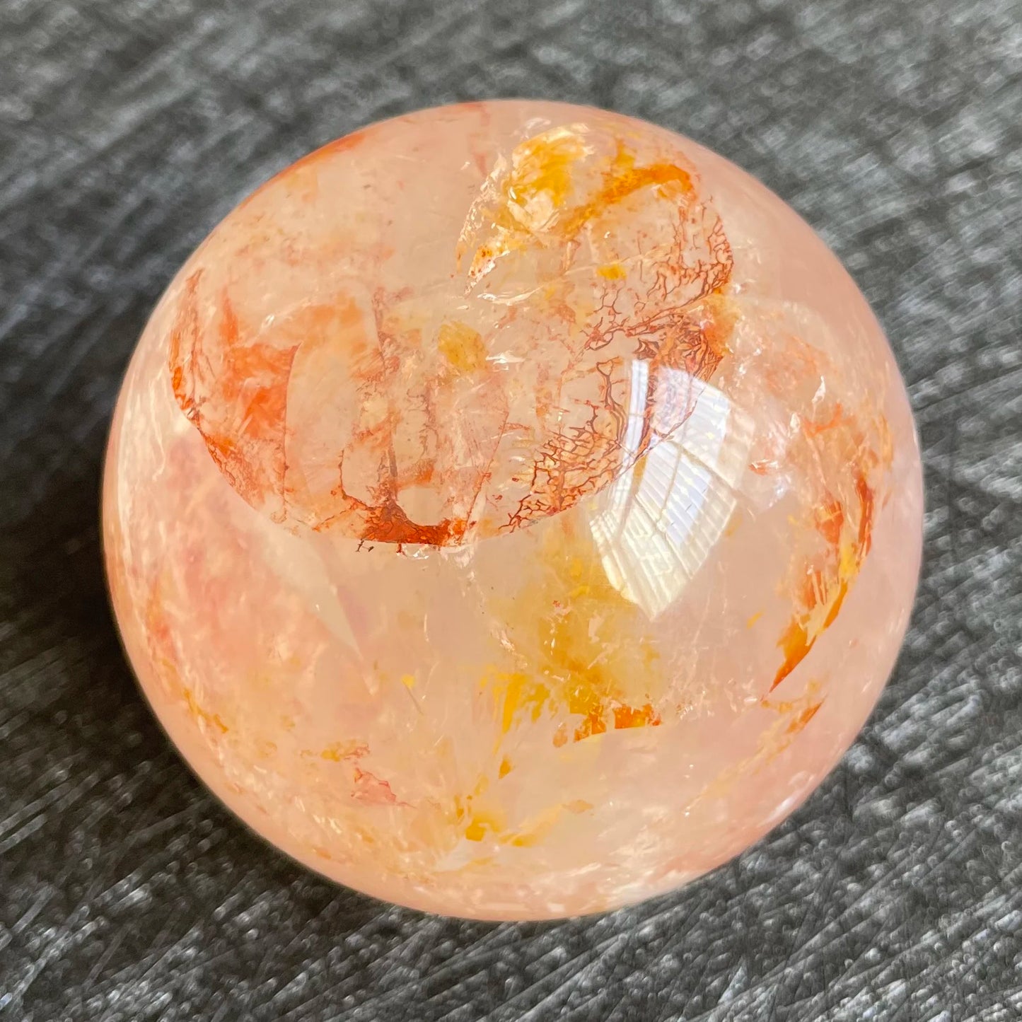 313g Natural Stone Fire Quartz Crystal Ball Rainbow Quartz Sphere Polished Rock Reiki Healing L13