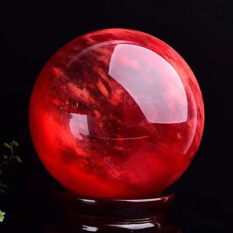 1pcs Beautiful red CLEAR SMELT QUARTZ CRYSTAL SPHERE BALL HEALING 1 order