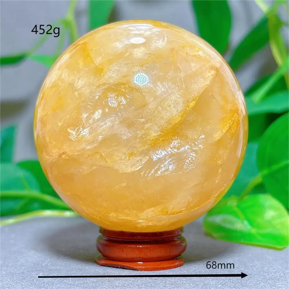 Golden Healer Sphere Crystal Natural Quartz Stone Home Decoration Minerals Love Beautiful Craft Gifts Energy Healing +Stand