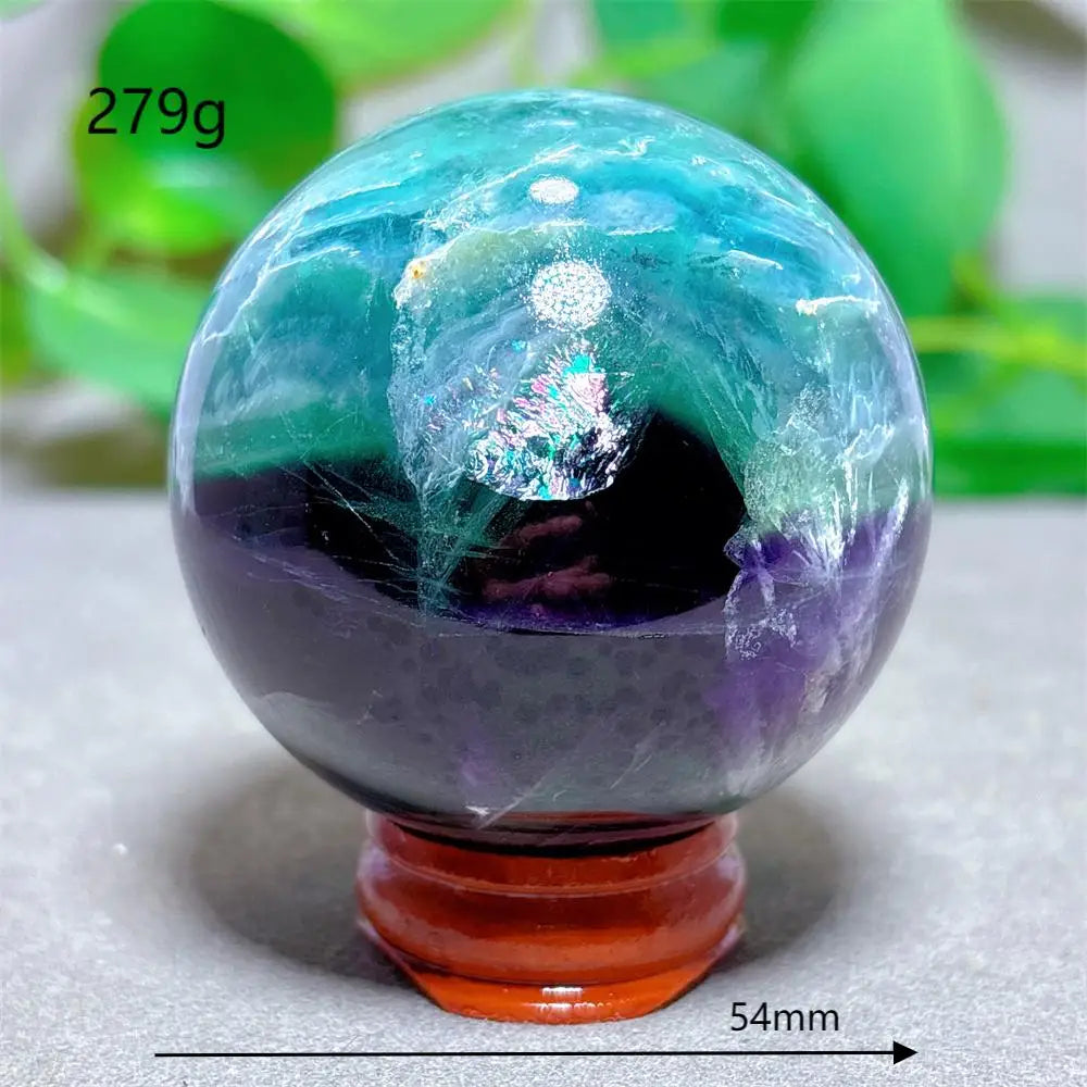 Feather Fluorite Sphere Crystal Natural Stone Quartz Stone Minerals Home Decoration Reiki Craft Gifts Energy Healing Love Luck