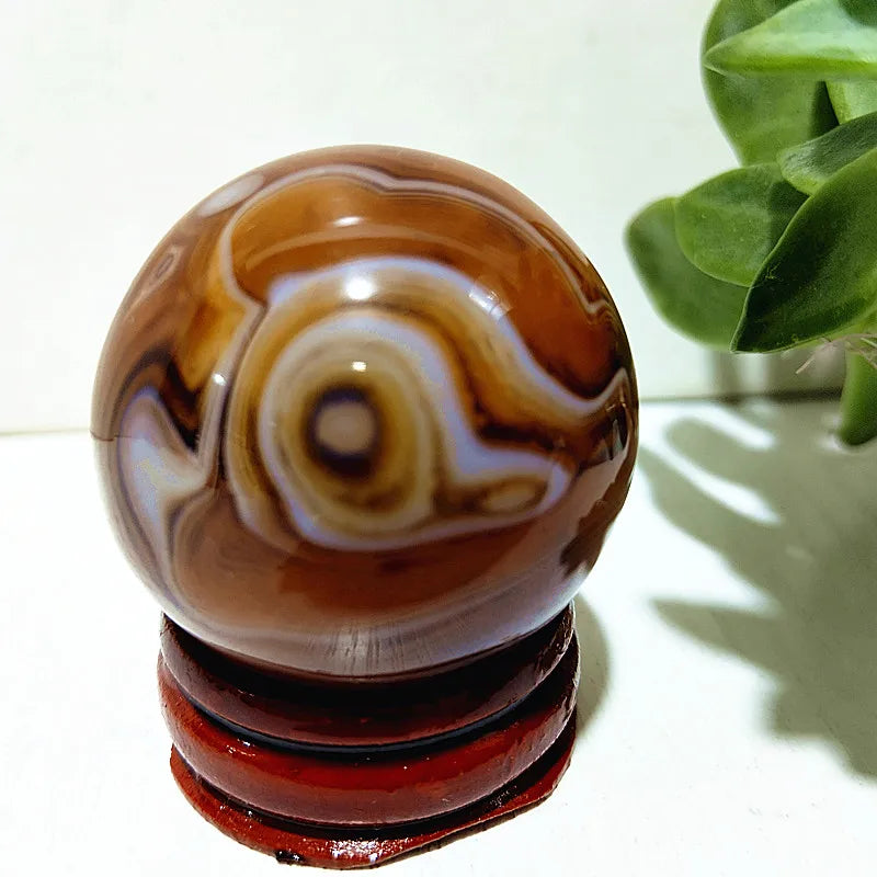 Natural Stone Lace Stone Sardonyx Agate Sphere Meditation Spirit Crystal Exorcism Feng Shui Home Room Decoration