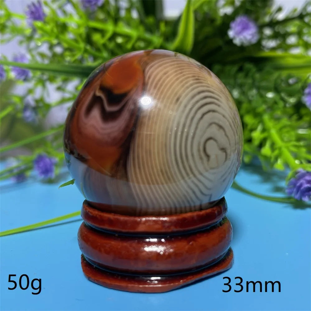 Natural Crystal Sardonyx Winding Agate  Ball Mineral Specimen Smooth  Quartz Sphere  Reiki Healing Gift Stone Home Decoration