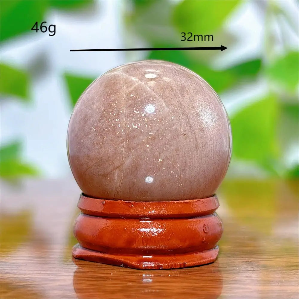 Moonstone With Gold Sun Sphere Crystal Natural Stone Quartz Home Decoration Minerals Reiki Craft Gifts Energy Healing Spiritual