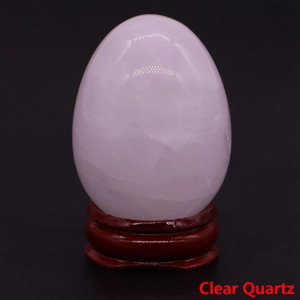 34x49MM Stone Egg Natural Amethyst Jade Crystal Reiki Healing Wicca Massage Eggs Energy Quartz Feng Shui Gemstone Crafts Decor