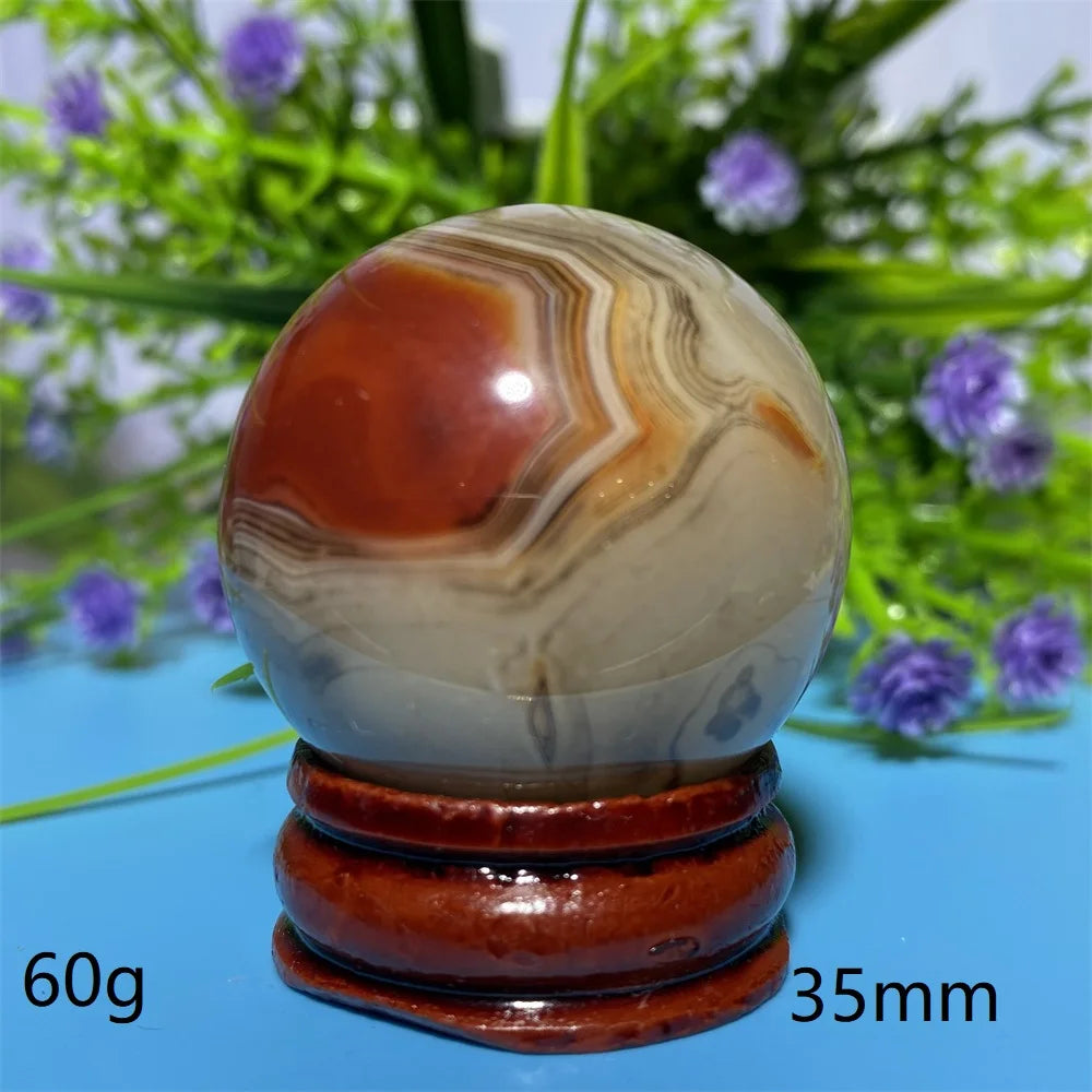 Natural Crystal Sardonyx Winding Agate  Ball Mineral Specimen Smooth  Quartz Sphere  Reiki Healing Gift Stone Home Decoration