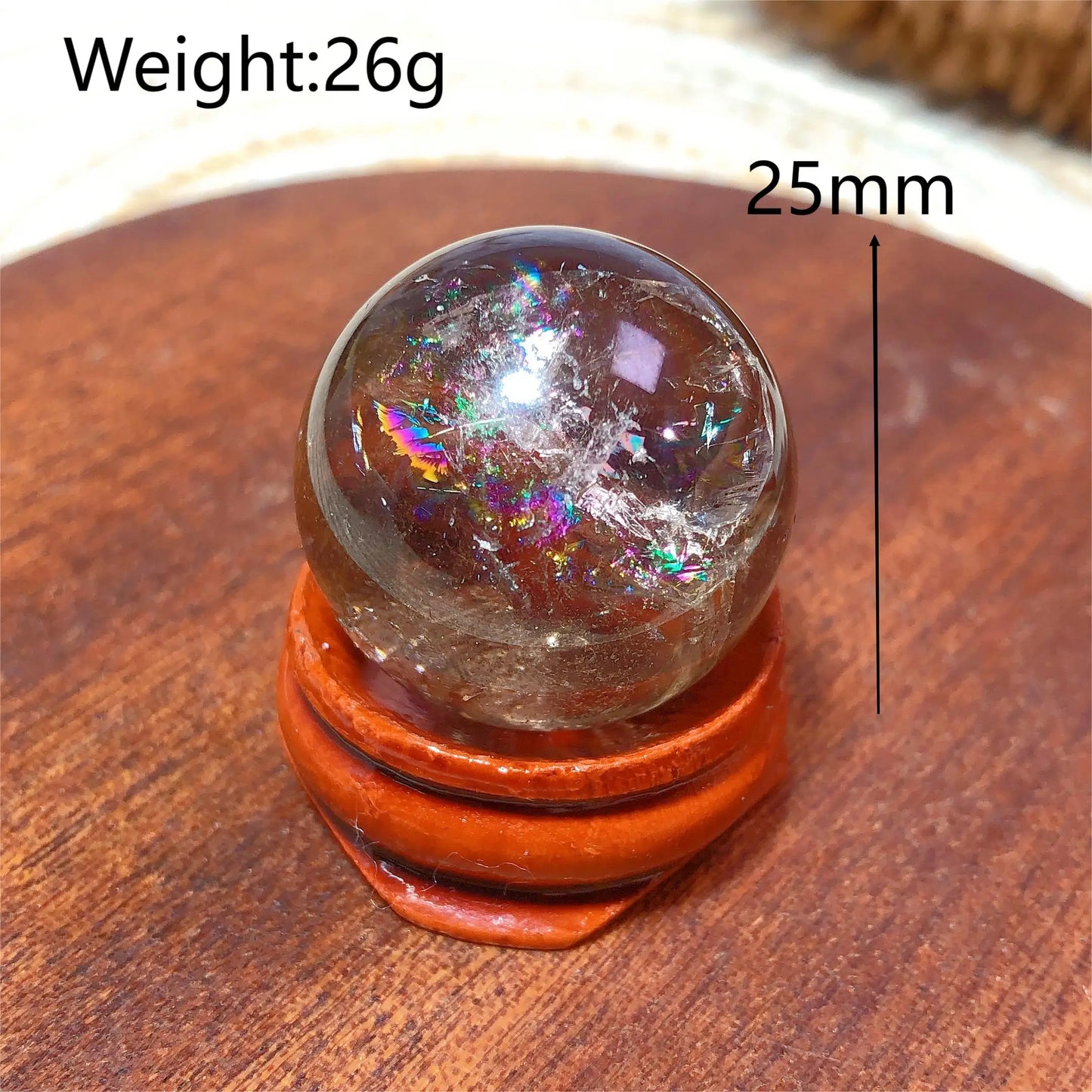 Natural Crystals Smokey Quartz Mini Rainbow Sphere Cute Size Carckle Ball Home Decorations Polished Mineral Energy Precious Gift