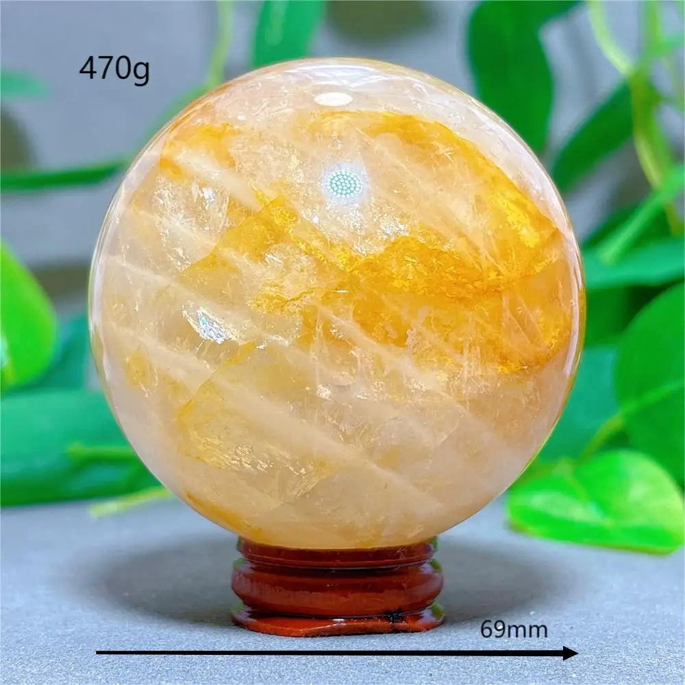 Golden Healer Sphere Crystal Natural Quartz Stone Home Decoration Minerals Love Beautiful Craft Gifts Energy Healing +Stand