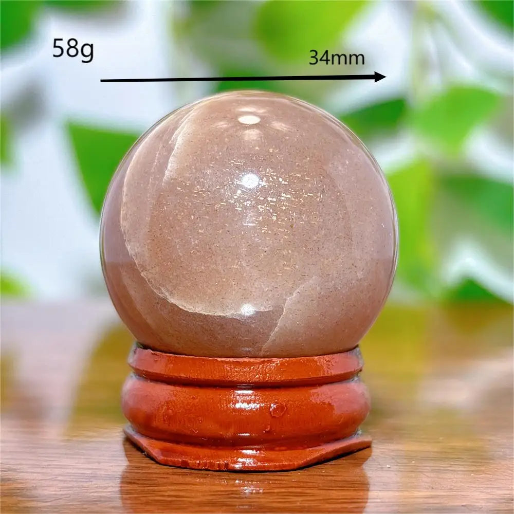 Moonstone With Gold Sun Sphere Crystal Natural Stone Quartz Home Decoration Minerals Reiki Craft Gifts Energy Healing Spiritual