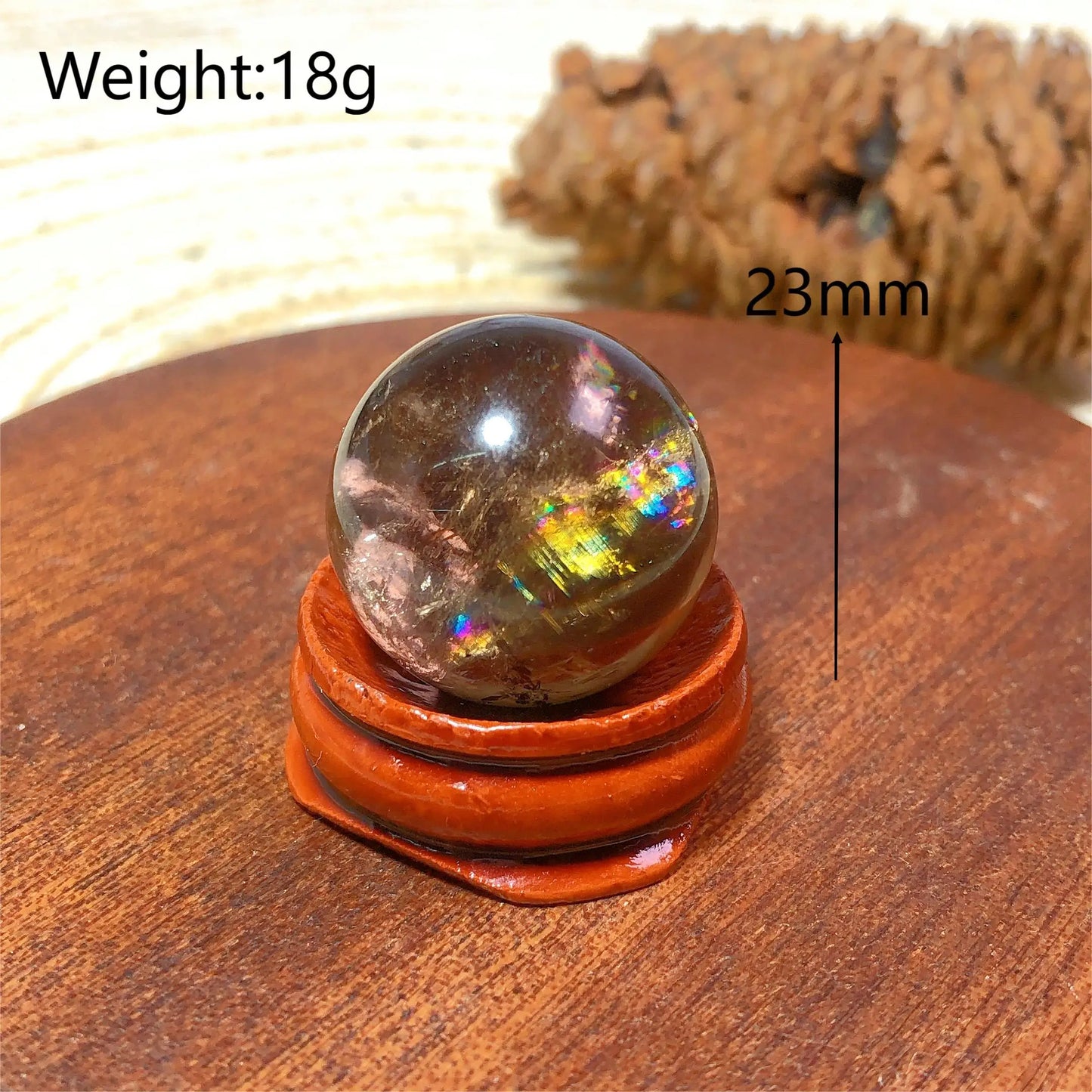 Natural Crystals Smokey Quartz Mini Rainbow Sphere Cute Size Carckle Ball Home Decorations Polished Mineral Energy Precious Gift
