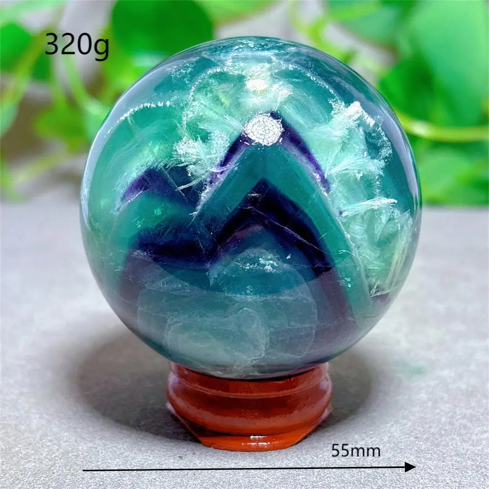 Feather Fluorite Sphere Crystal Natural Stone Quartz Stone Minerals Home Decoration Reiki Craft Gifts Energy Healing Love Luck