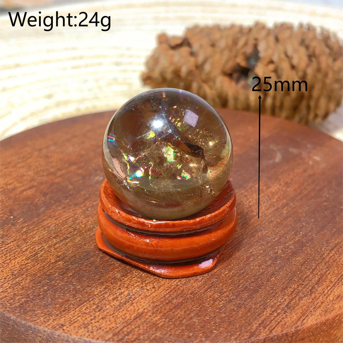 Natural Crystals Smokey Quartz Mini Rainbow Sphere Cute Size Carckle Ball Home Decorations Polished Mineral Energy Precious Gift