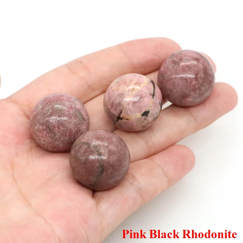 20mm Natural Stone Round Ball Rose Quartz Non-Porous Crystal Bead DIY Gems Sphere for Necklace Bracelet Making Jewelry Wholesale
