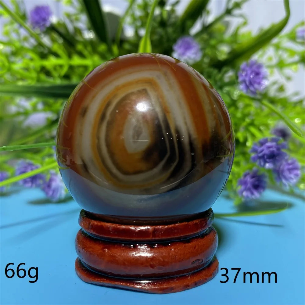 Natural Crystal Sardonyx Winding Agate  Ball Mineral Specimen Smooth  Quartz Sphere  Reiki Healing Gift Stone Home Decoration