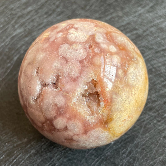 898g Natural Amethyst Cluster Pink Sakura Agate Sphere Open Tooth Ball Decoration Polished Quartz Sphere Reiki Healing